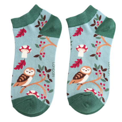 Bamboo Trainer Socks For Women - Woodland Owls