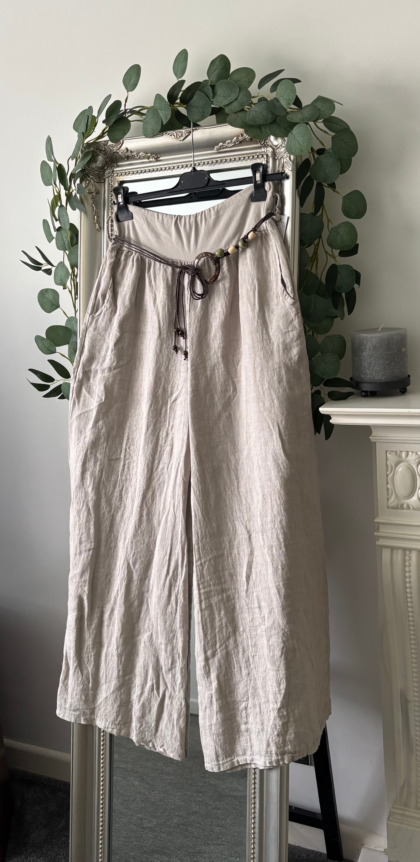 Wide Plain Linen Trousers