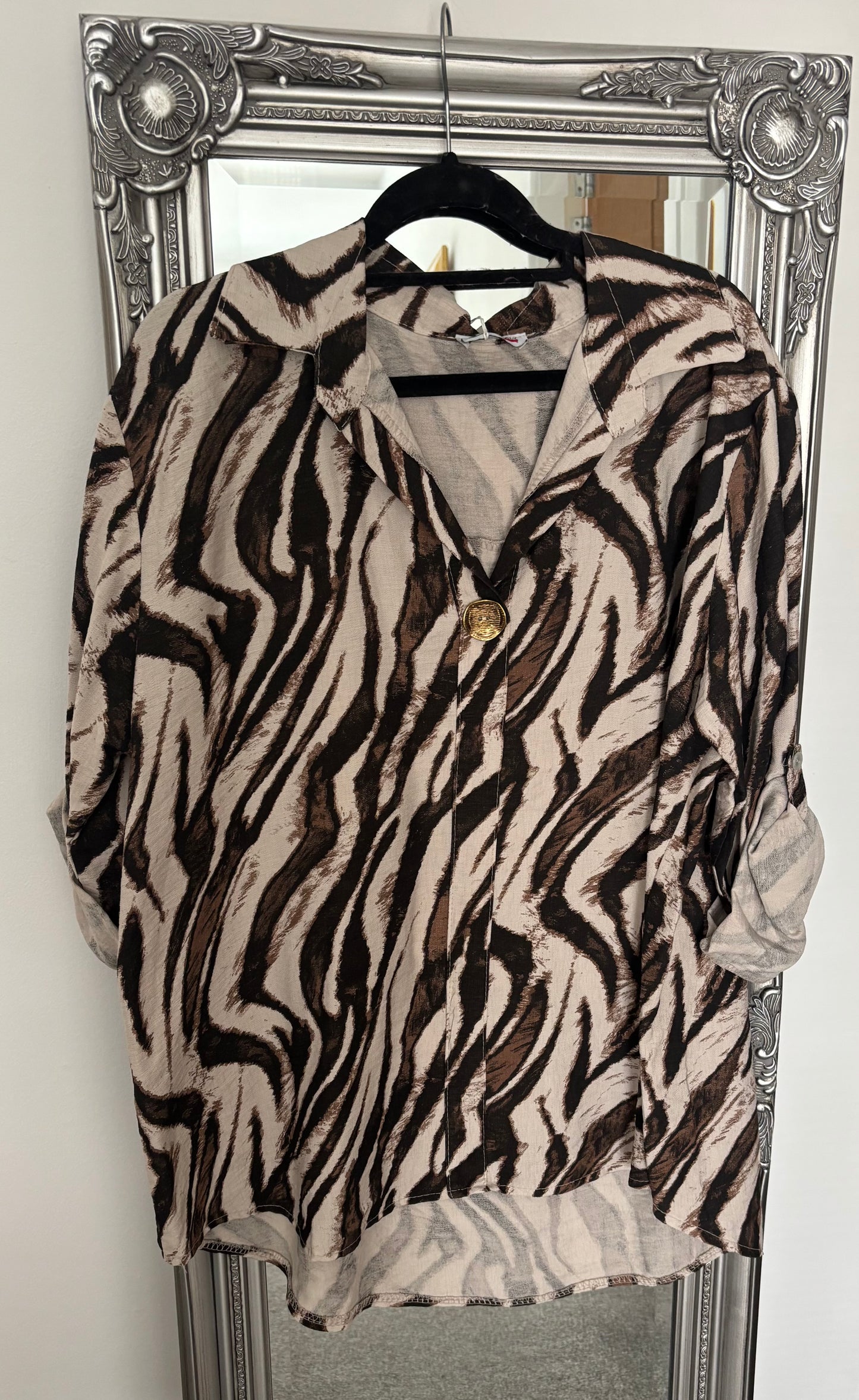 Zebra Print Mock Shirt