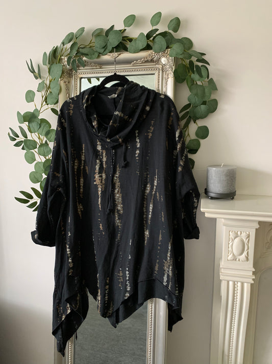 Snakeskin Print Cowl Neck Tunic