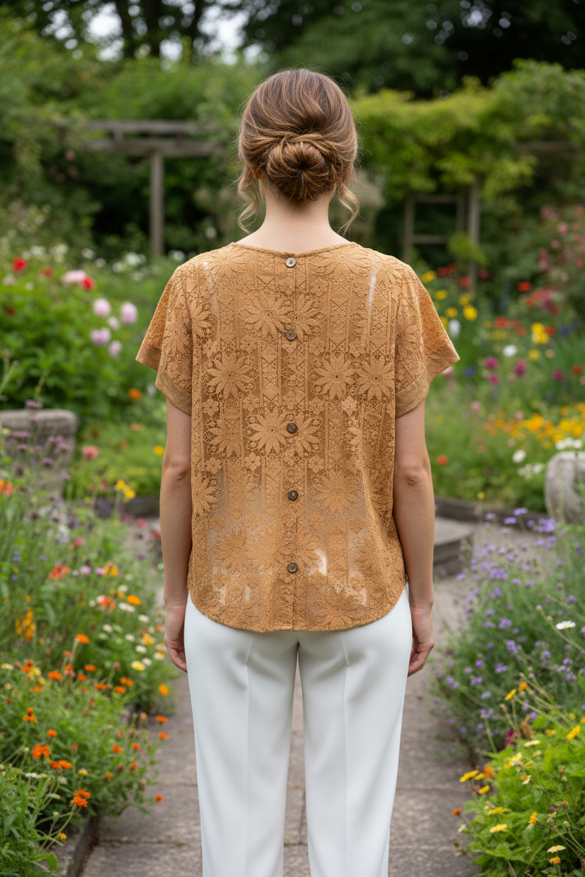 Lace Button Back Top