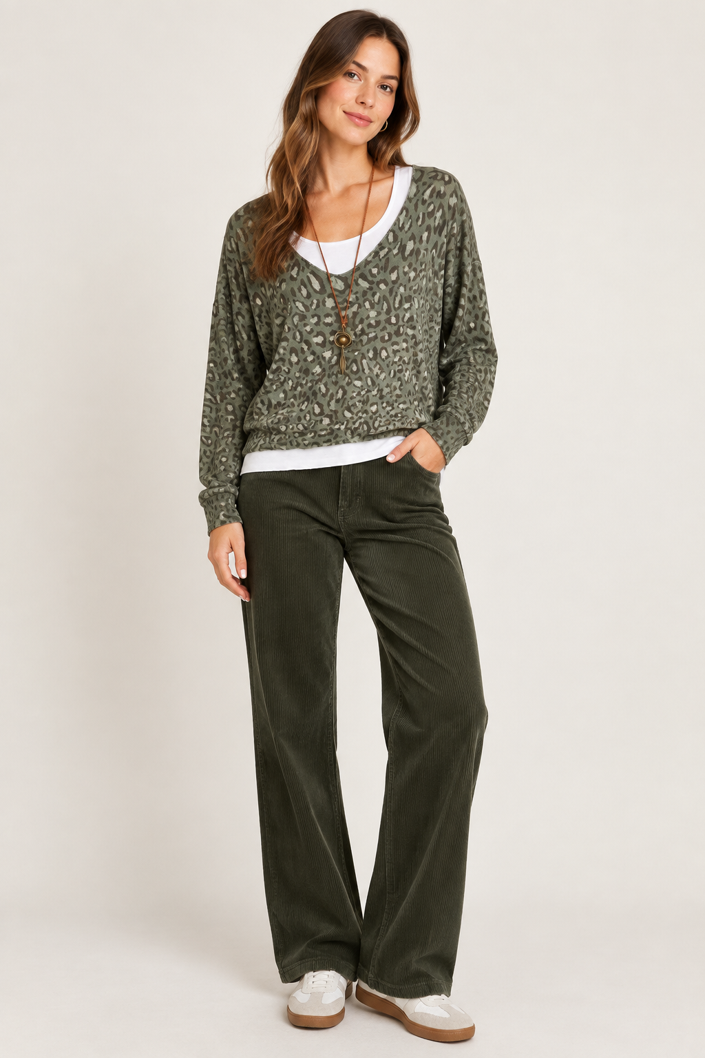 Animal Print Fine Jumper With Separate White Vest