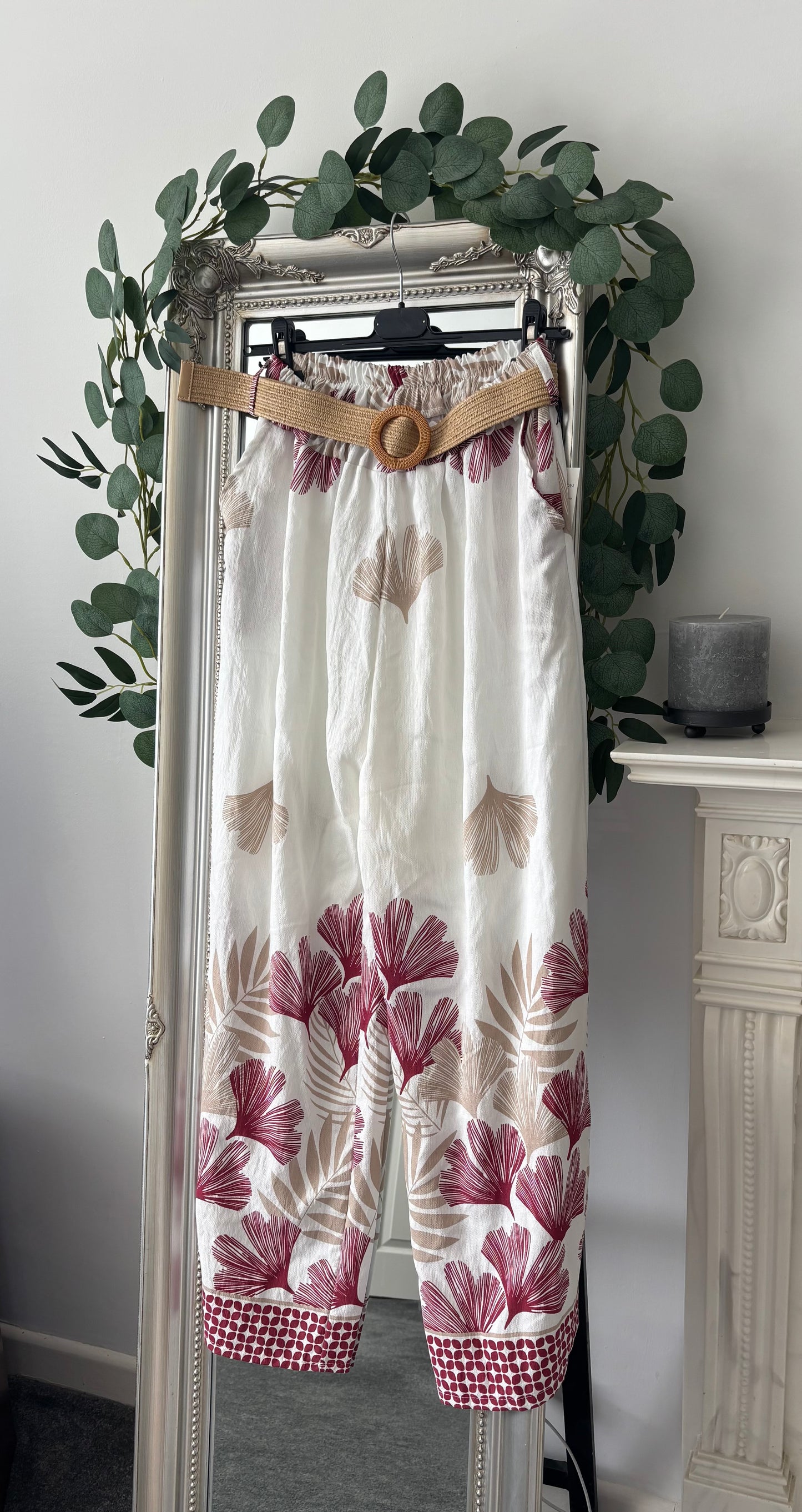 Border Print Palazzo Trousers