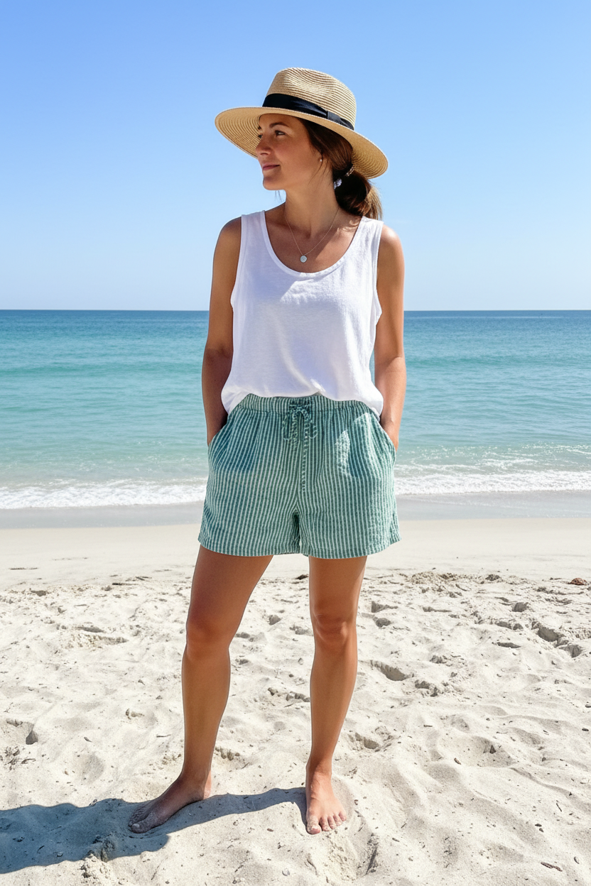 Cotton Stripe Shorts