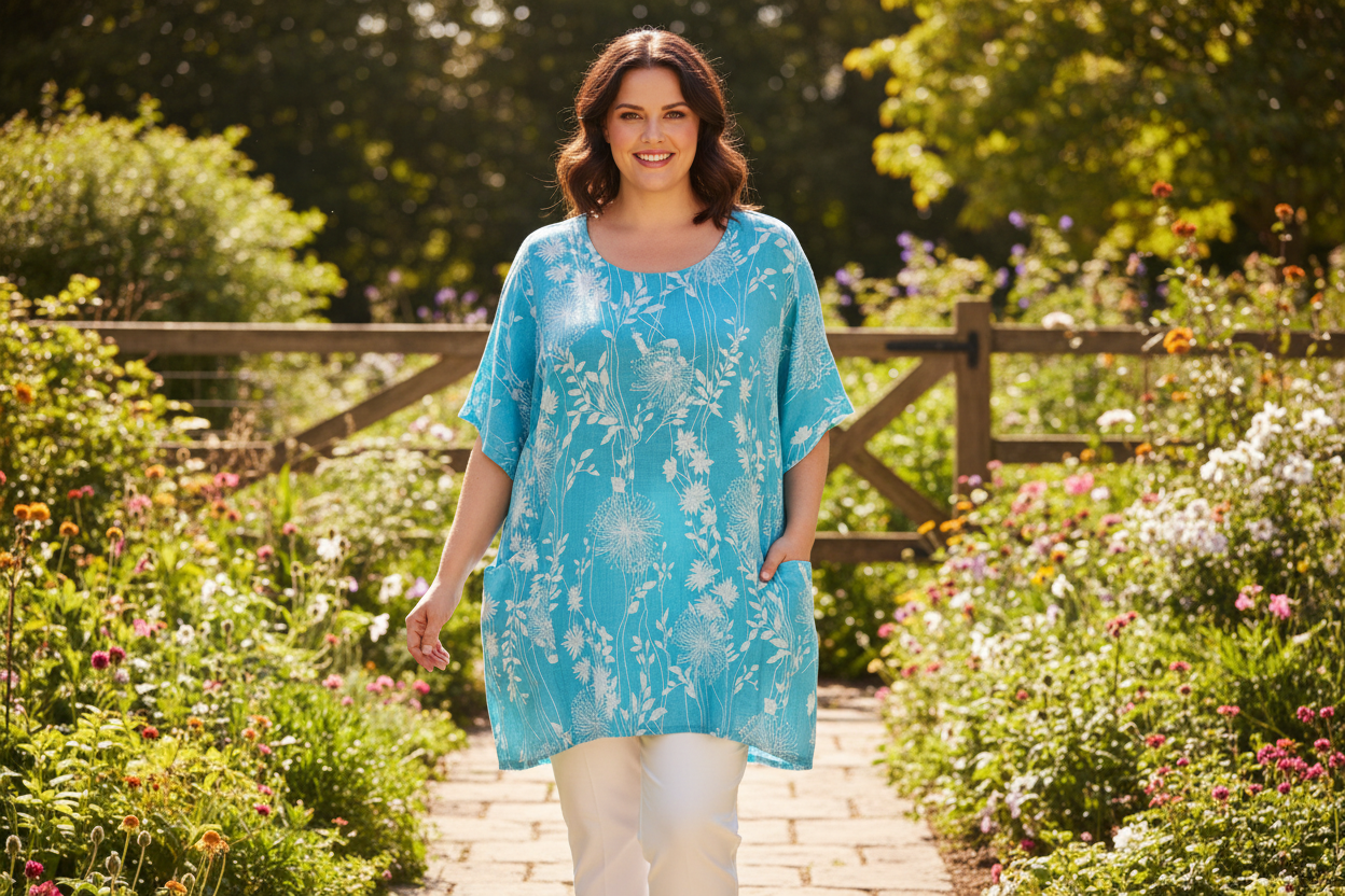 Cotton Plus Size Tunic With Pockets