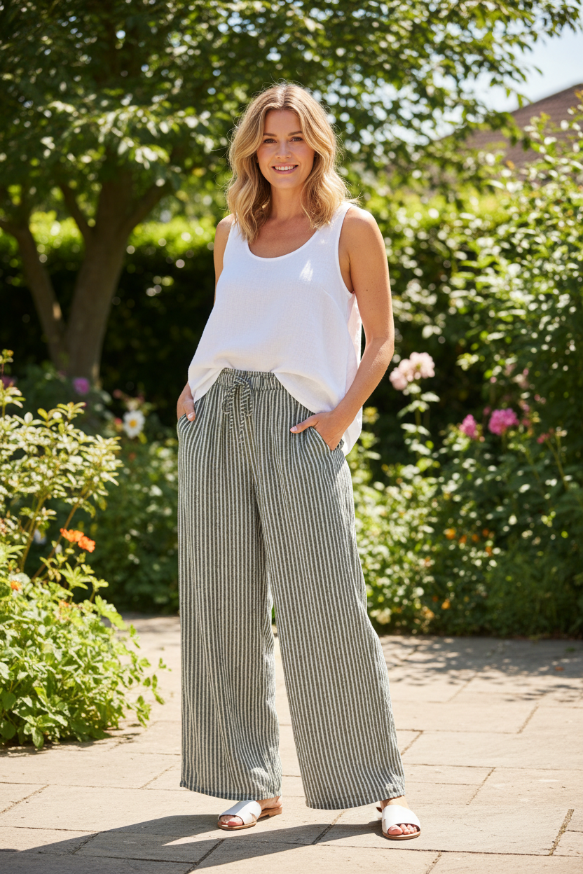 Striped Cotton Trousers