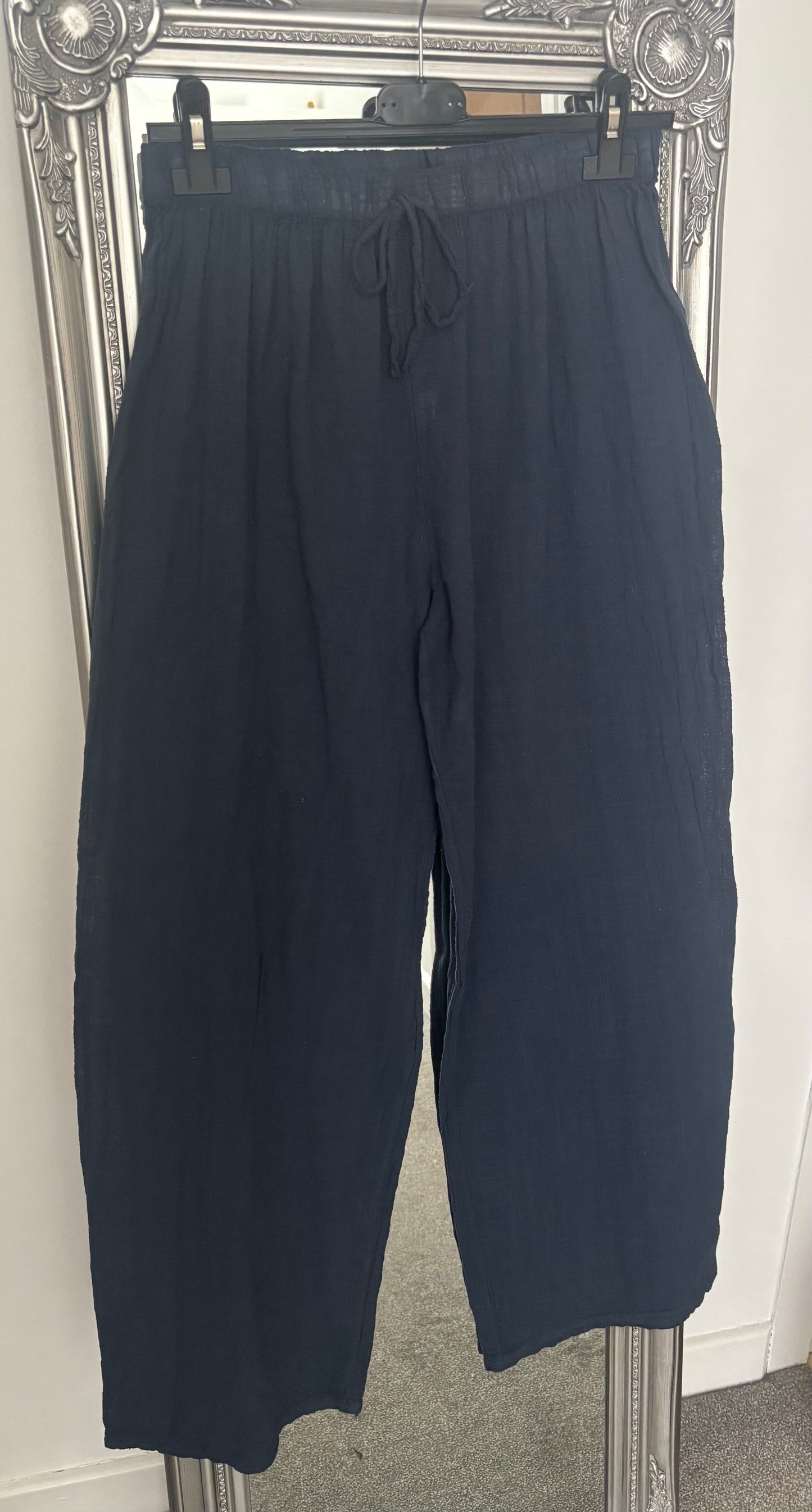 Plain Crinkle Cotton Trouser