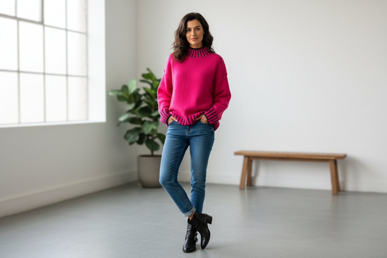 Soft Jumper With Contrast Trim