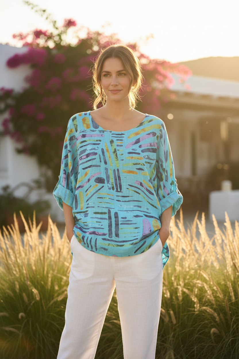 Cotton Colour Sticks Print Tunic