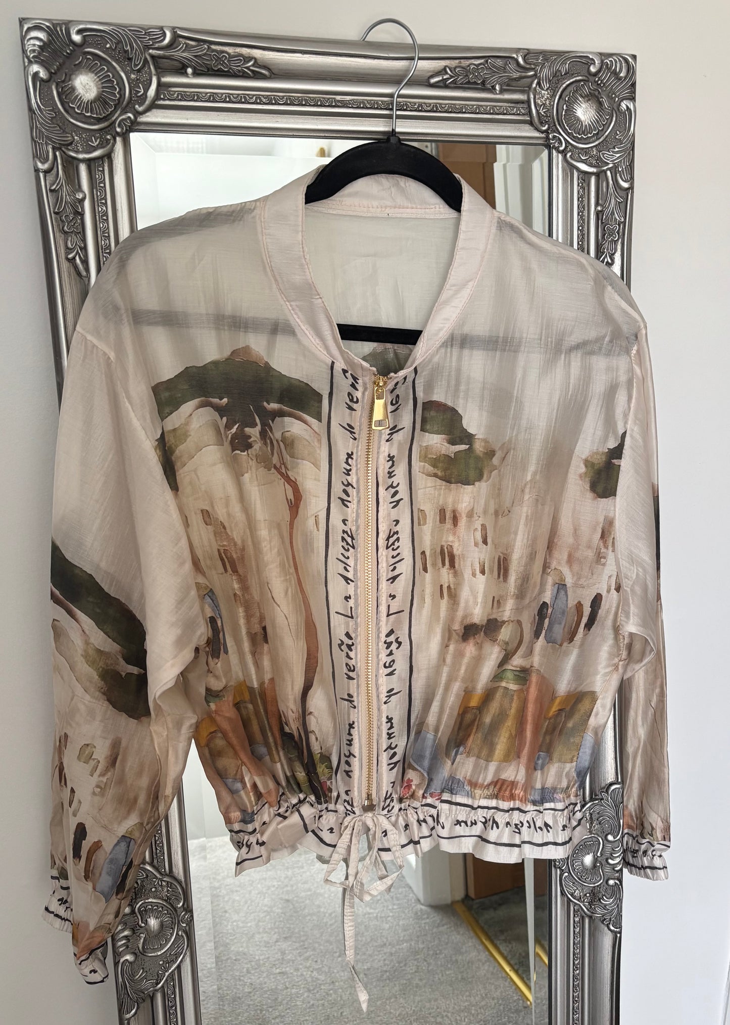 Chiffon Print Zip Jacket