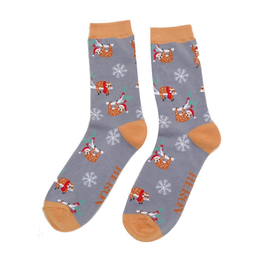 Christmas Bamboo Socks For Men - Christmas Sloths