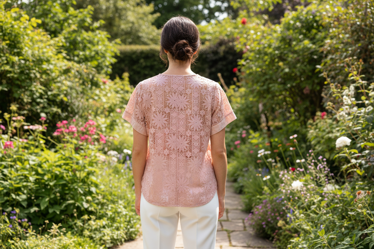 Lace Button Back Top