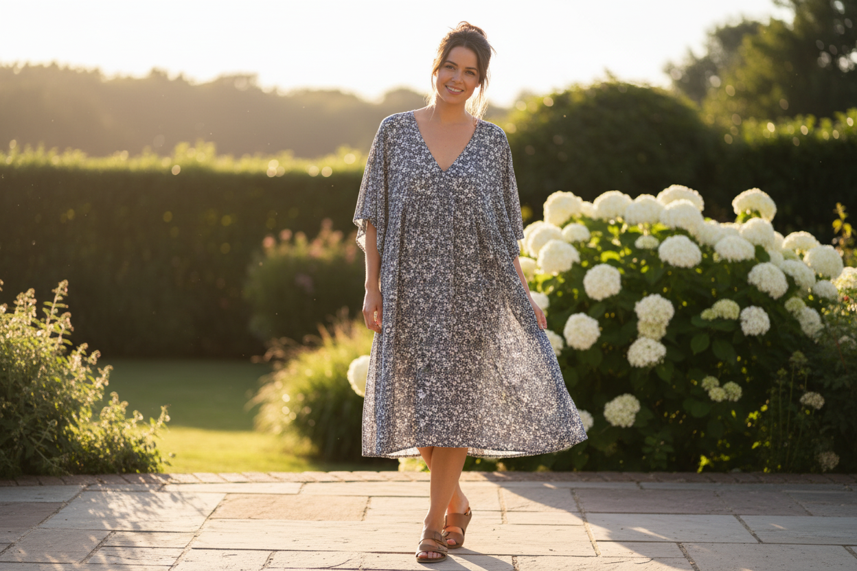 Ditsy Floral V Neck Dress