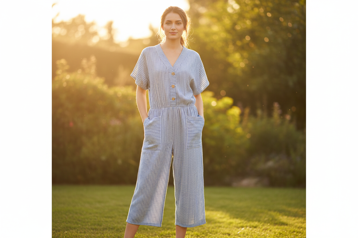 Cotton Stripe Jumpsuit