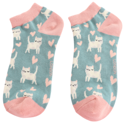 Bamboo Trainer Socks For Women - Sleepy Cats