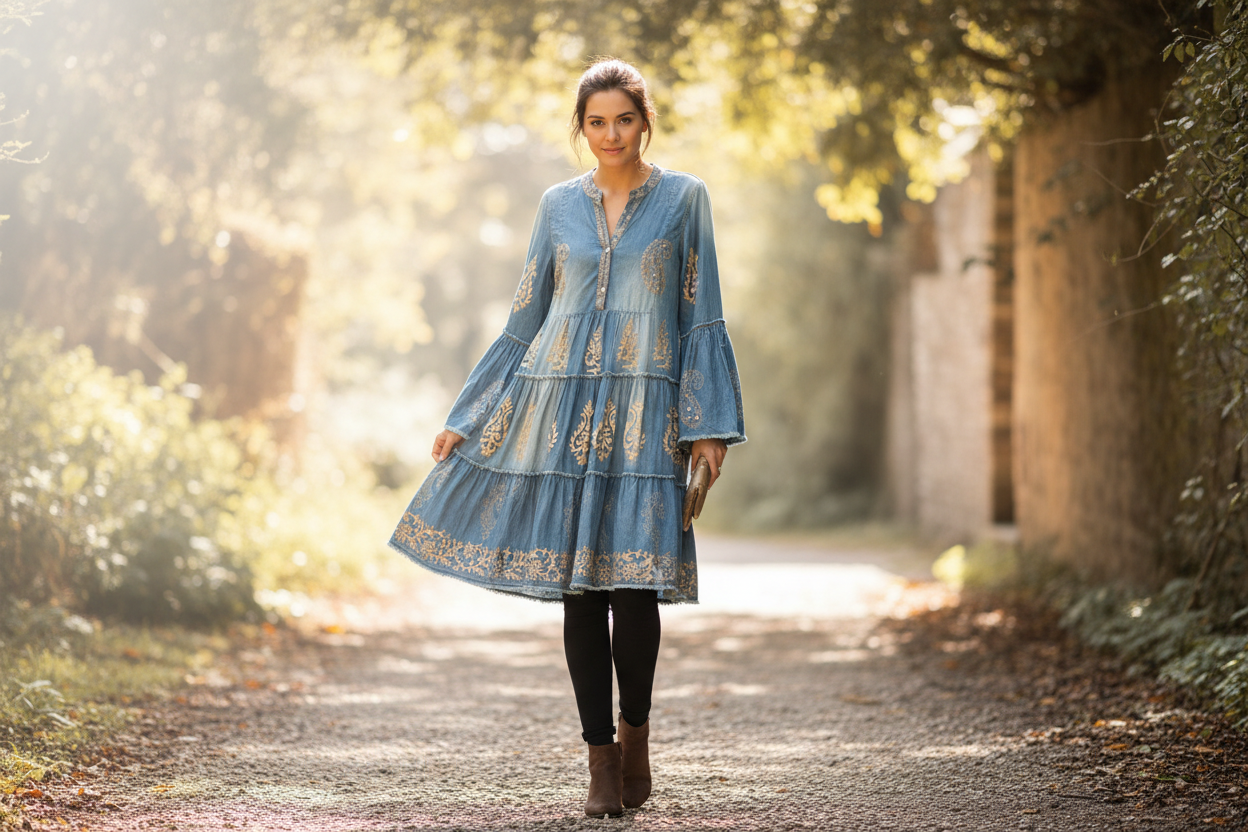 Cotton Denim Boho Tunic/Dress