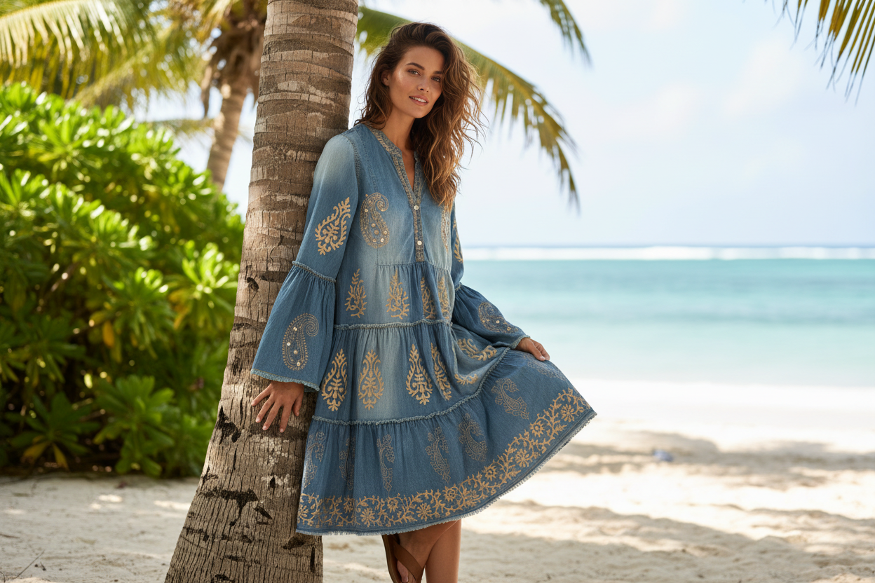 Cotton Denim Boho Tunic/Dress