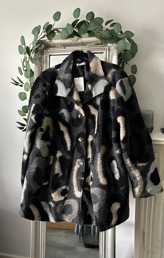 Cosy Abstract Print Coat