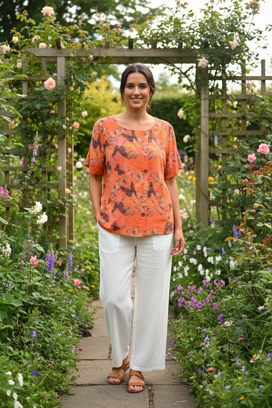 Butterfly Print Cotton Tunic