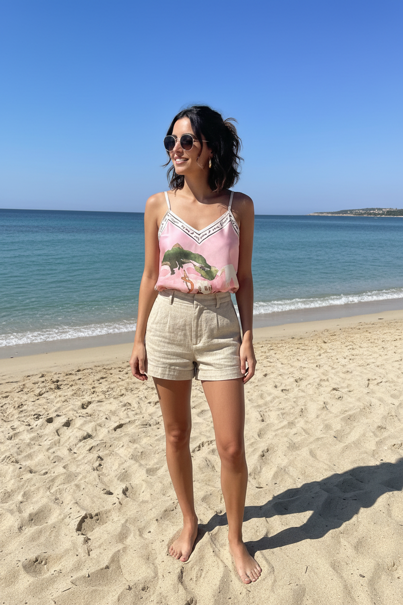 Print Shoestring Vest