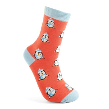 Christmas Bamboo Socks For Women - Cute Penguins