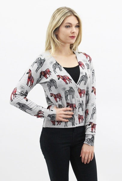 Short Cotton Rich Zebra Cardigan
