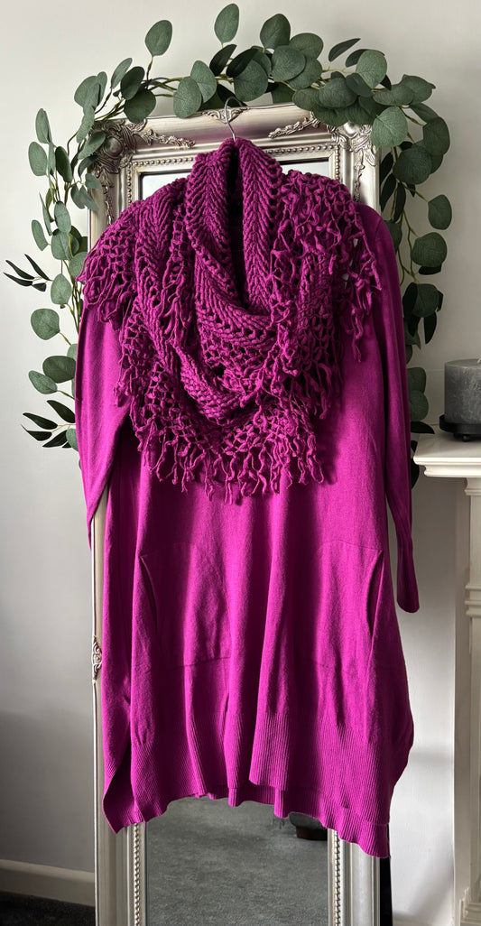 Knitted Dress With Knitted Lace Scarf