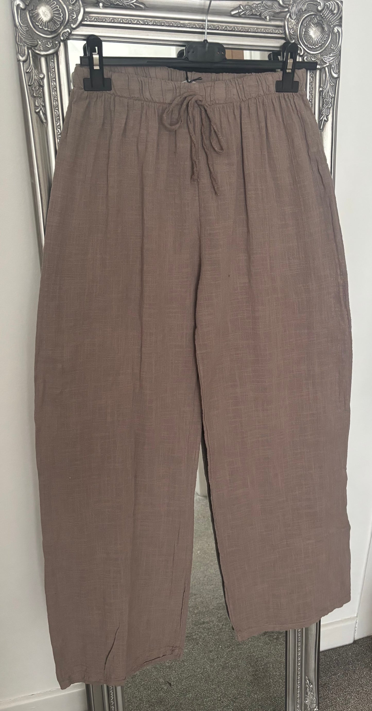 Plain Crinkle Cotton Trouser