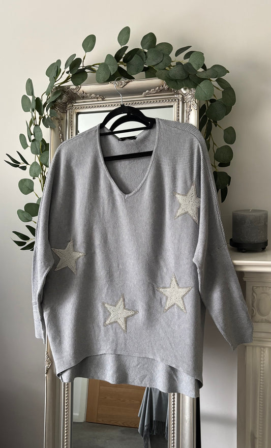 Bat Wing Star V Neck Jumper