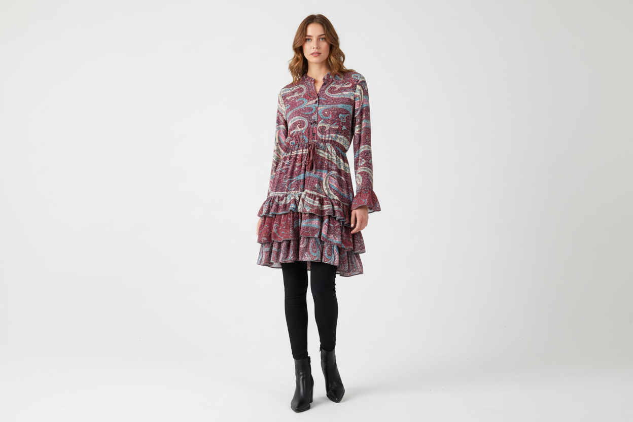 Silk Tiered Dress