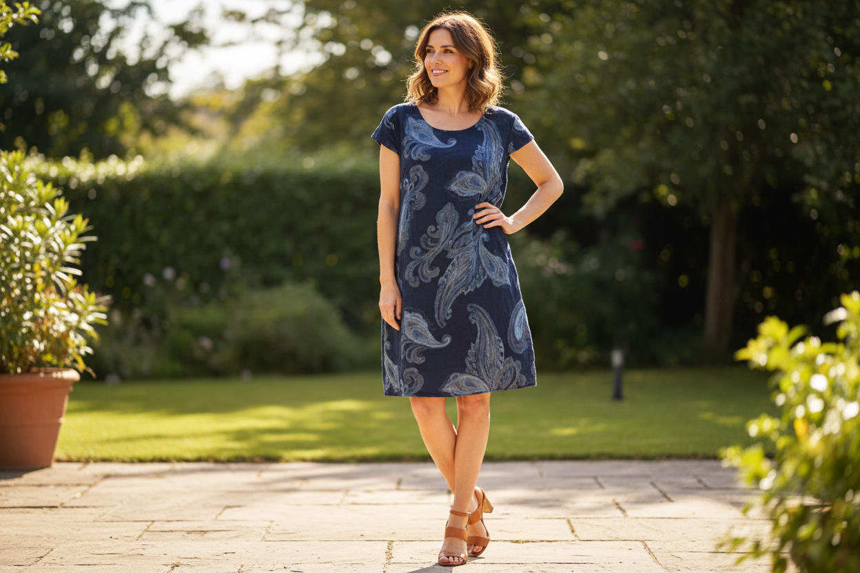 Linen Dress - Paisley Print