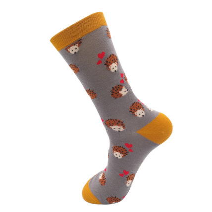 Bamboo Socks For Men - Hearts & Hedgehogs