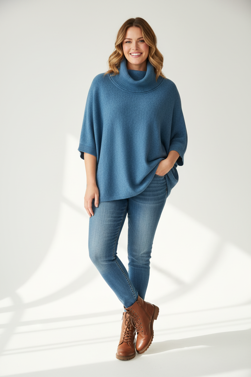 Plus Size Cowl Neck Knitted Tunic