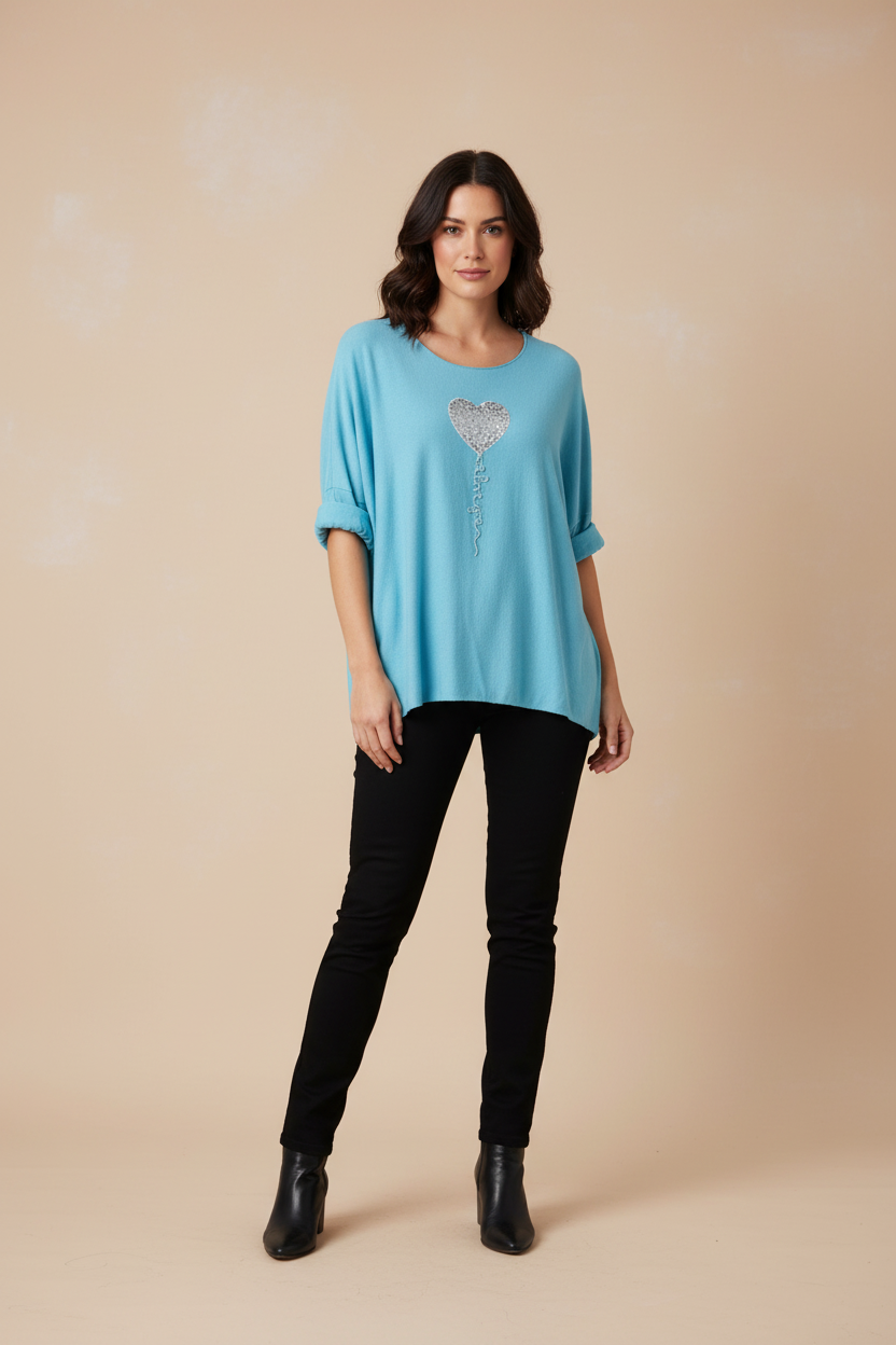 Sequin Heart Balloon Jumper