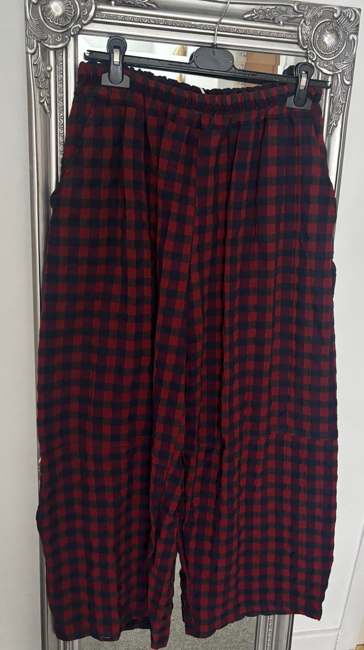 Check Barrel Leg Trousers