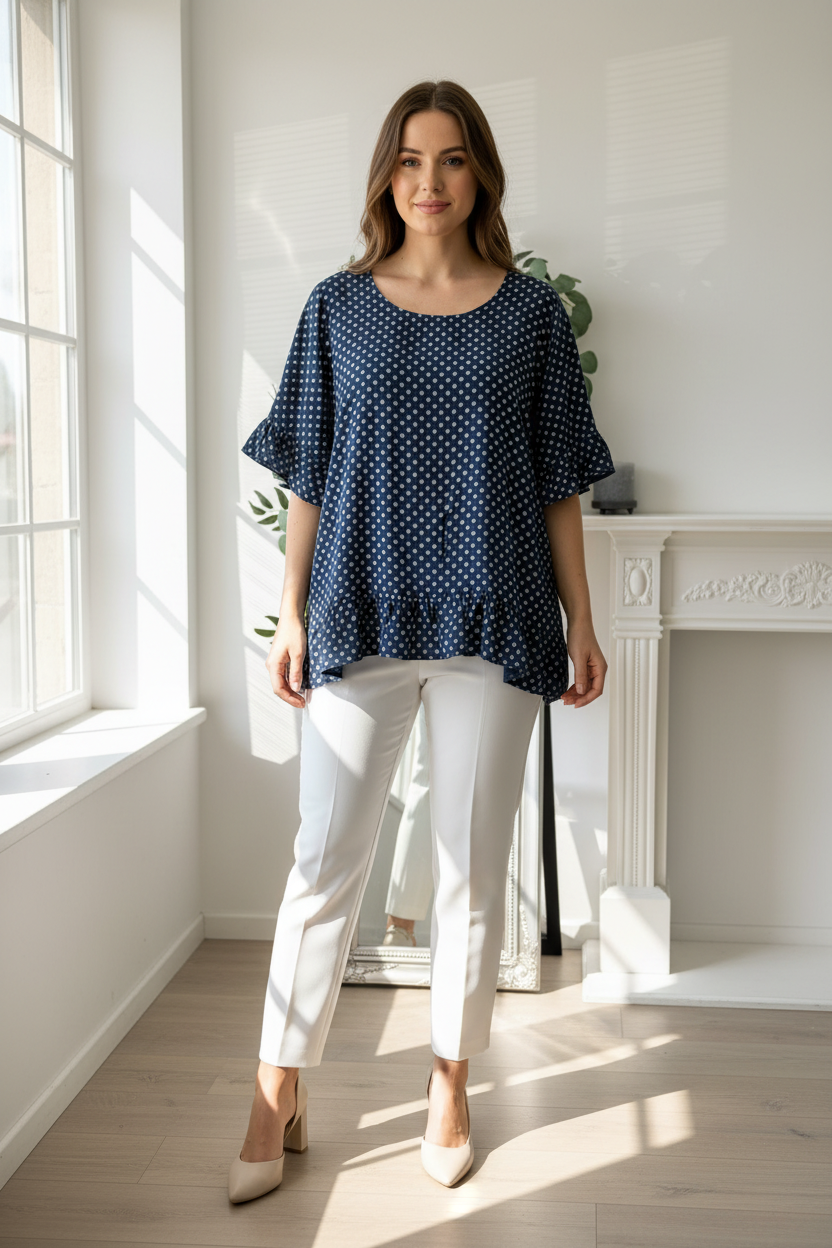 Cotton Spot Frill Tunic