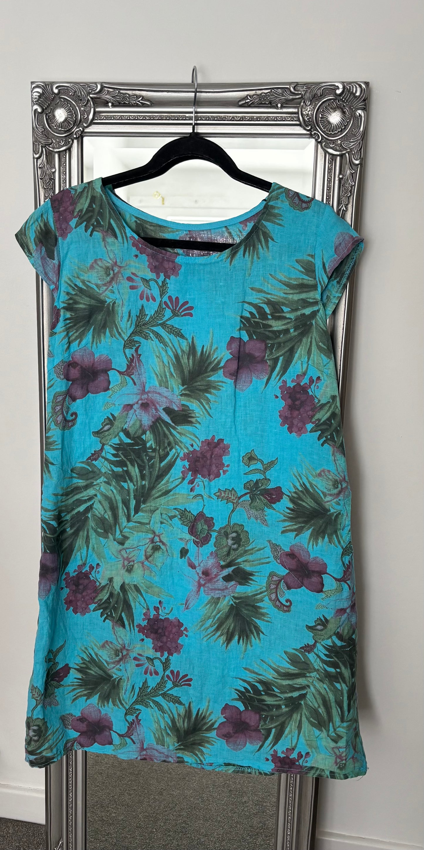 Linen Dress - Palm Tree Print