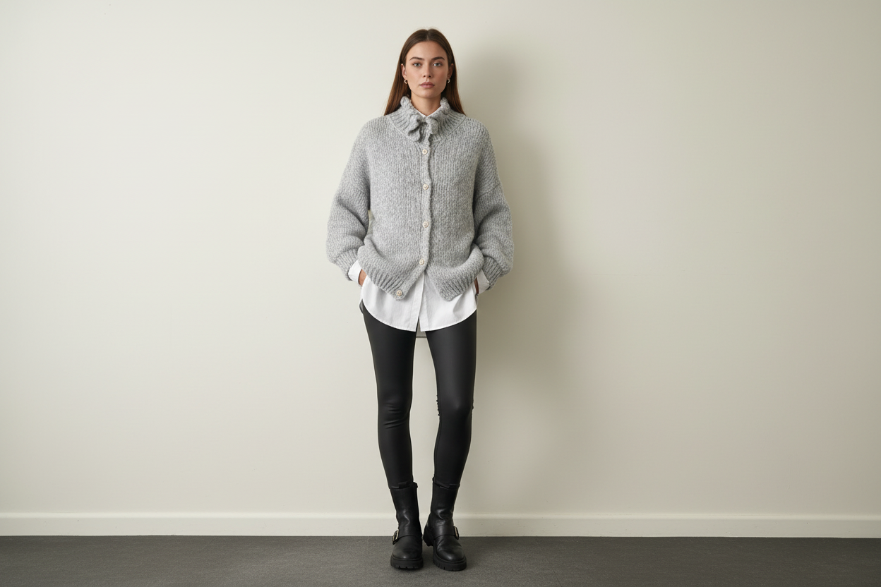 Fluffy Cardi With Frill Detail