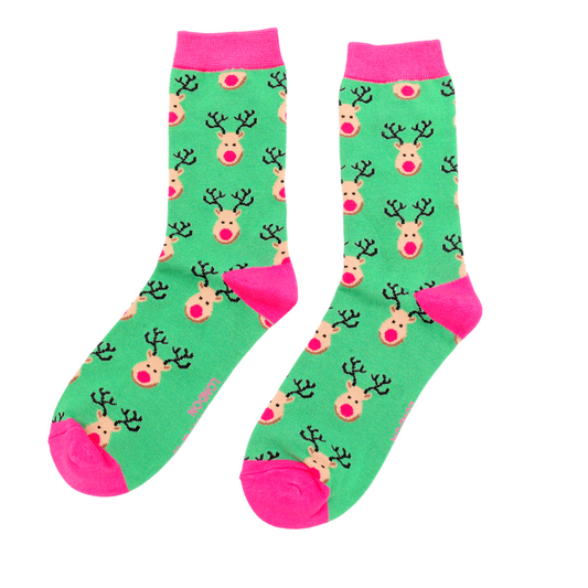 Christmas Bamboo Socks For Women - Reindeer