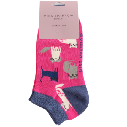 Bamboo Trainer Socks For Women - Cute Kitten
