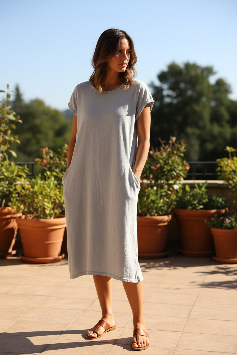 Plain Cotton Jersey Dress