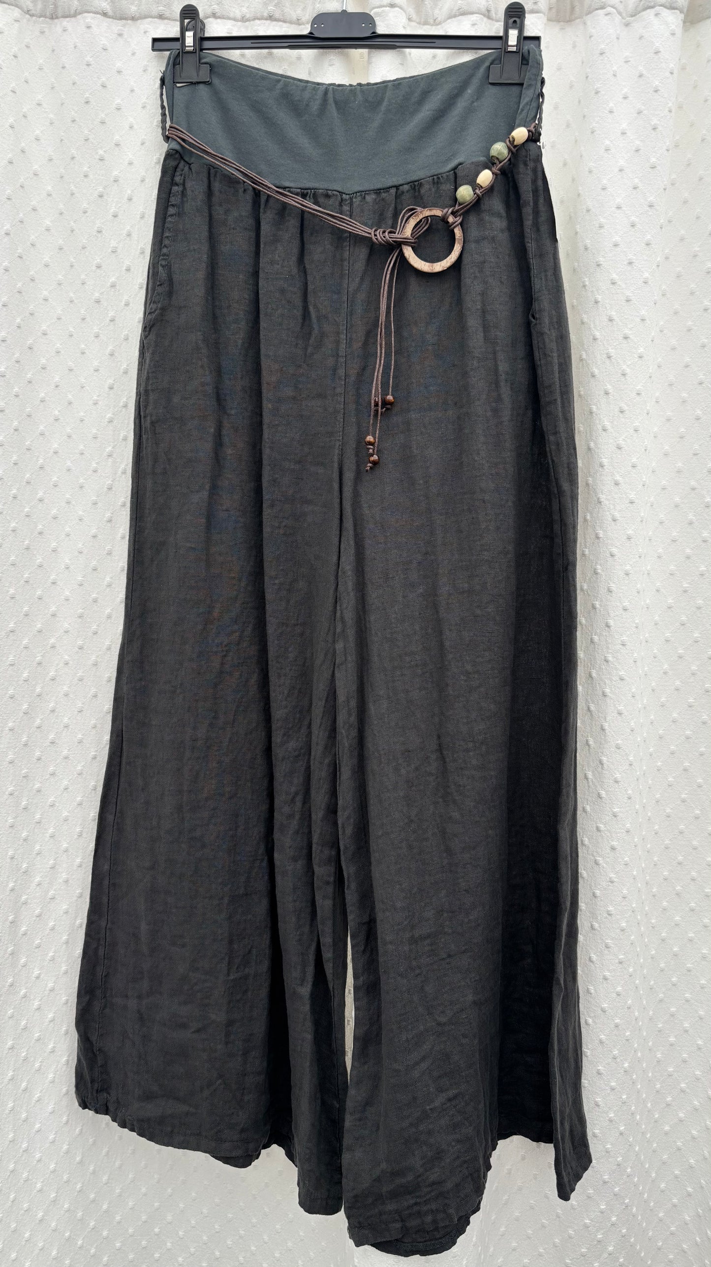 Wide Plain Linen Trousers
