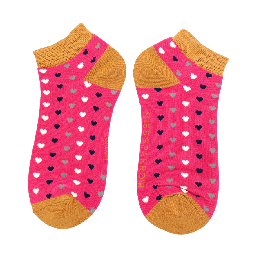 Bamboo Trainer Socks For Women - Hearts