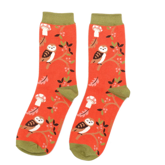 Bamboo Socks For Women - Woodland Owls