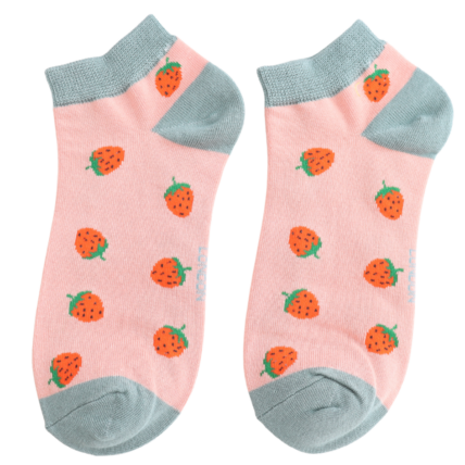 Bamboo Trainer Socks For Women - Strawberries
