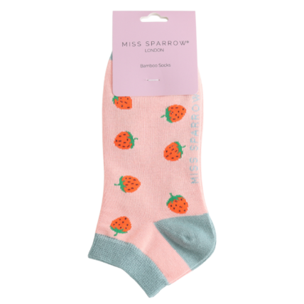 Bamboo Trainer Socks For Women - Strawberries