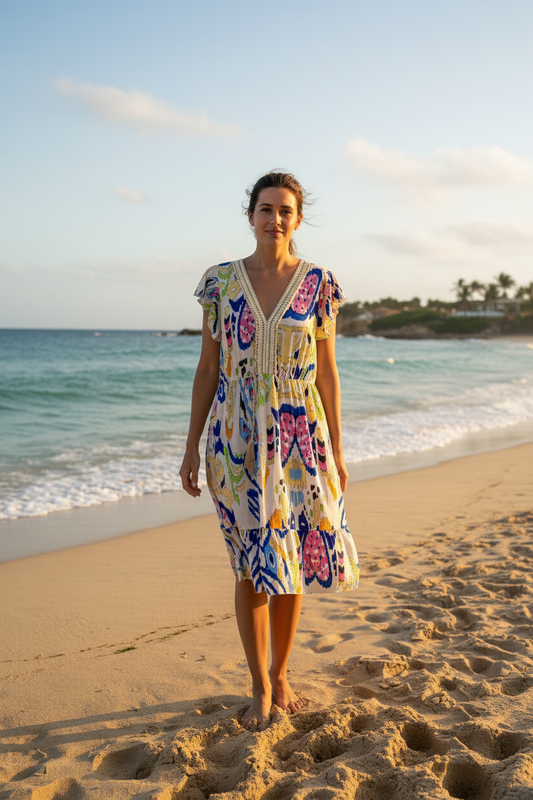 Boho Abstract Print Dress