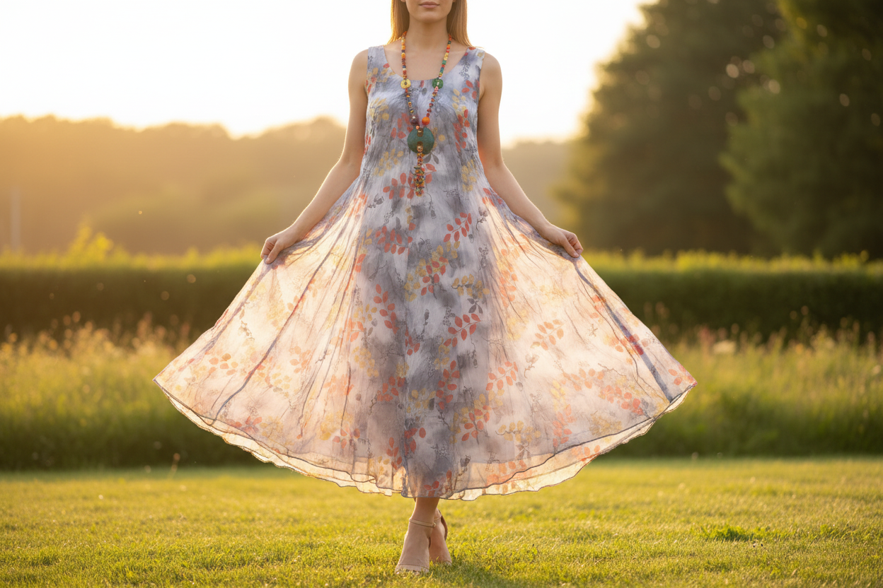 Sleeveless Crinkle Maxi Dress