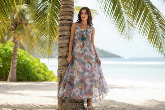 Sleeveless Crinkle Maxi Dress