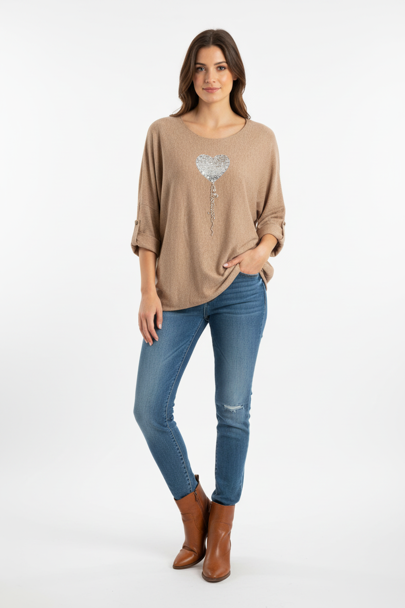 Sequin Heart Balloon Jumper